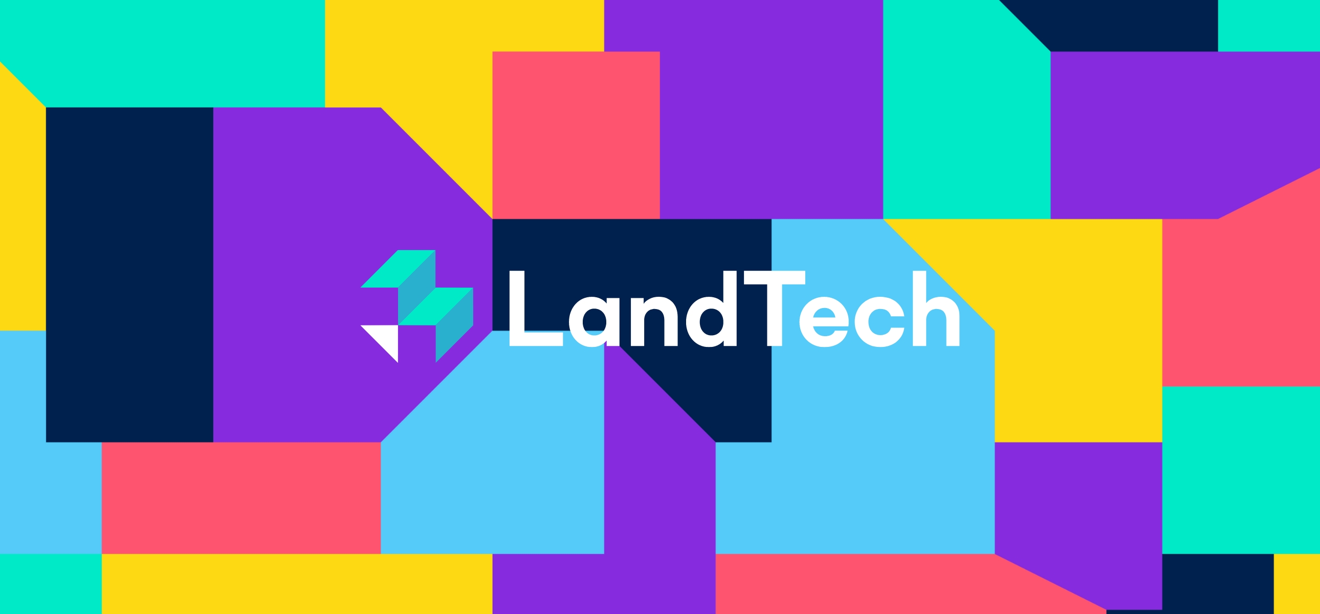 Landtech logo with a colourful background